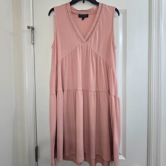 Laundry by Shelli Segal Sun Dress - Light Pink Sleeveless Crochet Trim - Picture 2 of 7